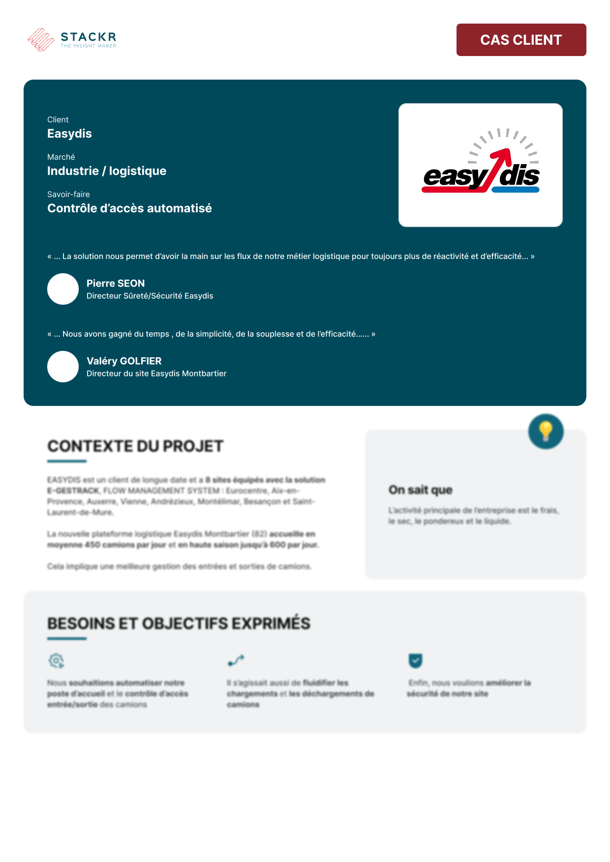 Cas client _ Easydis – Contrôle d’accès automatisé site logistique (E-Gestrack) _ STACKR